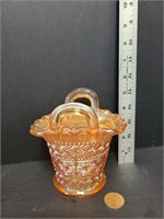 Marigold Carnival Glass Basket Weave