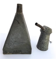 Tin Funnel and pour can with a spout