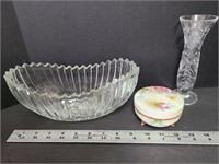 Nippon Trinket Box & 2 Pieces Crystal