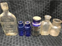 Assortment of Clear and Cobalt Small Bottles