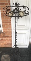 Heavy Cast Iron Floor Lamp w/ Slag Glass Shades