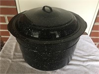 Black & White Enamel Ware Canning Pot w/ Lid