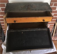 Primitive Black Hinged Wood Box