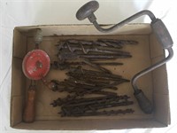 Pair of Handheld Vintage Manual Drills and Bits