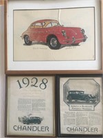 Porsche and Chandler Car Artwork and Advertising