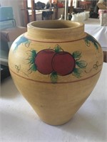 Handpainted Apple Themed Pottery Vase