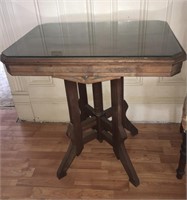 4 Legged Ornate Side Table w/ Glass Top