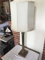 Heavy Ornate Dual Light Brass Lamp
