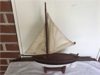 Red & White Wood Sailboat