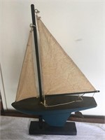 Blue Wood Sailboat