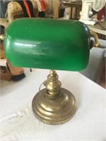 Green Glass Bankers Lamp
