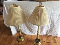 Pair of Tall Brass Accent Lamps