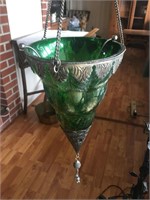 Ornate Green Hanging Tealight Candle Holder