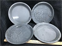 Set of 4 Gray Enamelware plates