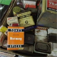 Assorted spice tins, others