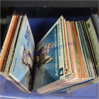 Blue tub w/ lid--assorted LP albums