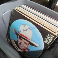 Gray tub w/ lid--LP records, Gene Autry and others
