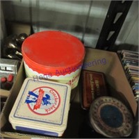 Box of tins--Sterzing's chips, Cracker Jack, etc