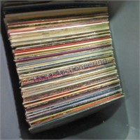 Gray tub w/ lid--assorted LP albums