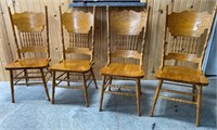 4 Oak Press Back Dining Chairs