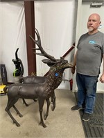 Pair of Very Heavy Metal Deer, Outdoor Art