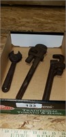 (2) Pipe Wrenches: (1) Crescent Wrench Craftsman &