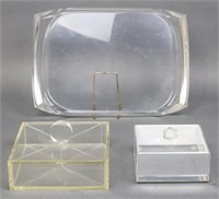 Modern Lucite Tableware Incl. Tray, 3 Pcs.