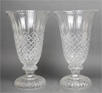 Large Cut Crystal Vases, Pair