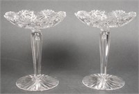 Cut Crystal Tall Compotes, Pair