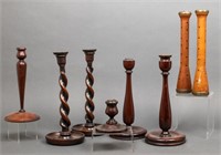 Turned Wood Candle Stick Holders, 8