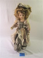 Victorian Porcelain Doll Green & Lace Dress