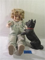 Shirley Temple Porcelain Doll & Plastic Resin Dog