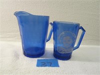 Cobalt Blue Shirley Temple Pitcher & Glass Set