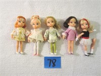 5 Vintage 1967 Hasboro Mini Dolls