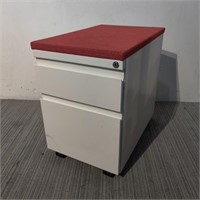 2 Drawer Mobile Ped File Cabinet w/ Red Top