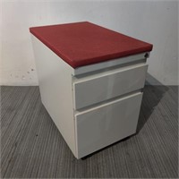 2 Drawer Mobile Ped File Cabinet w/ Red Top