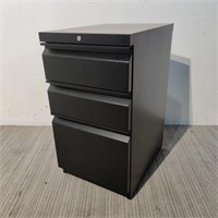 3 Drawer Black Metal Mobile Ped File Cabinet