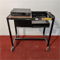 Rolling Cart w/ Power Supply & VHS Player