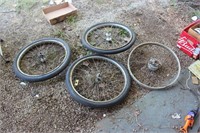 4 Bicycle Rims, 3 Tires