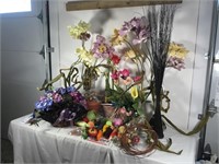 Lot of silk flowers and vegetables