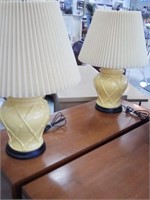Vintage yellow bamboo lamps