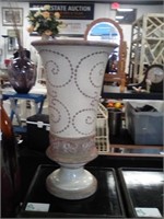 Beige and white ceramic vase