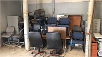 Large Lot of Desks, Chairs, Filing Cabinets