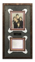 "THE BEATLES" AUTOGRAPHED SHEET FRAMED AND MOUNTED