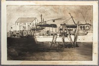 Martin Silverman "Shipyard, Provincetown" Etching