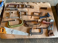 Lot of Clamps, Saws, Tools, Etc