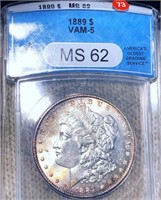 1889 Morgan Silver Dollar ANACS - MS62 "VAM-5"