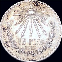 1919 Mexican Silver Un Peso LIGHTLY CIRCULATED
