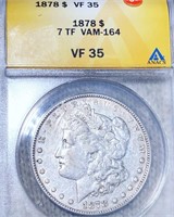 1878 Morgan Silver Dollar ANACS - VF35 "VAM-164"