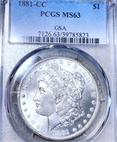 1881-CC Morgan Silver Dollar PCGS - MS63 GSA